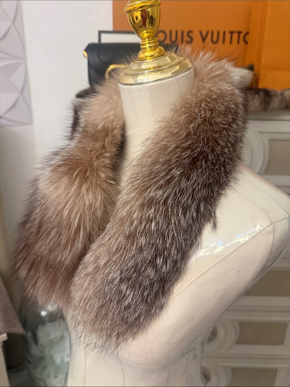 Crystal Fox fur collar. Real Fox fur